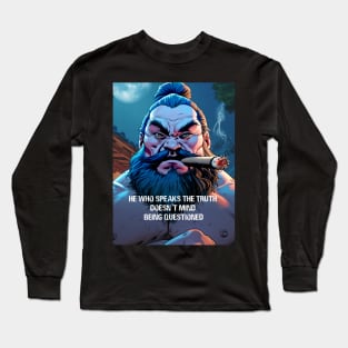 Puff Sumo: He who speaks the truth doesn’t mind being questioned on a Dark Background Long Sleeve T-Shirt